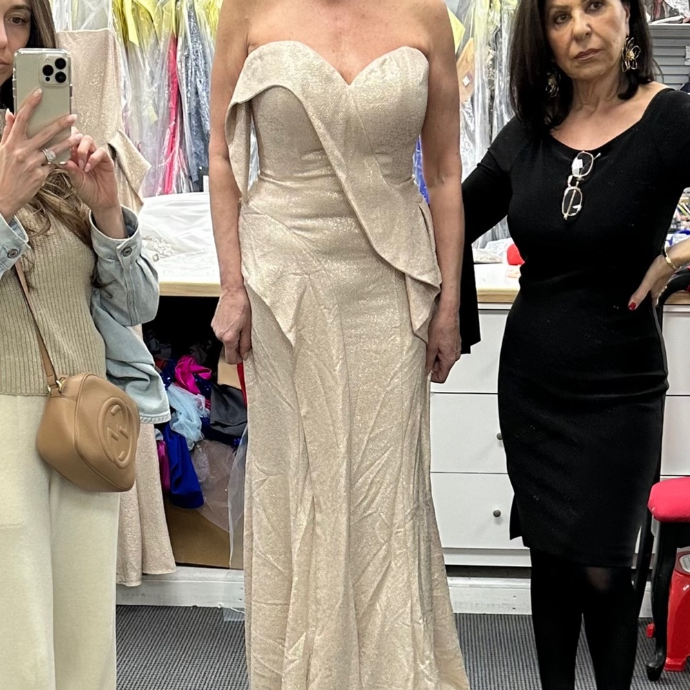 Jovani Silver-Gray Strapless Ruffle Mermaid Gown - Picture 10 of 12